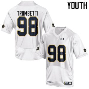 Notre Dame Fighting Irish Youth Andrew Trumbetti #98 White Under Armour Authentic Stitched College NCAA Football Jersey WTD4399JB